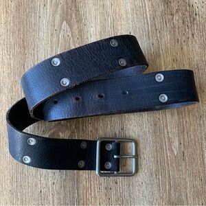 Vintage Silver Studded Brown Leather Belt Large XL